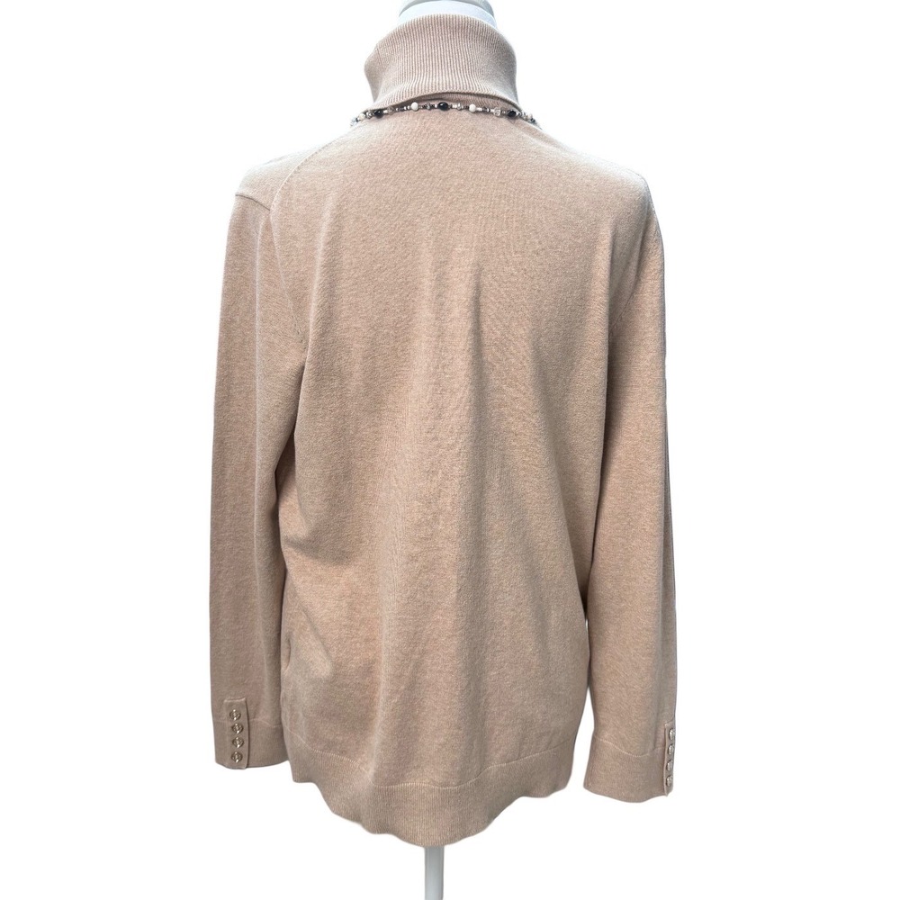 Tommy Hilfiger Tan Turtleneck Sweater Button Cuff Slim Fit XL Minimalist Capsule - Picture 9 of 11